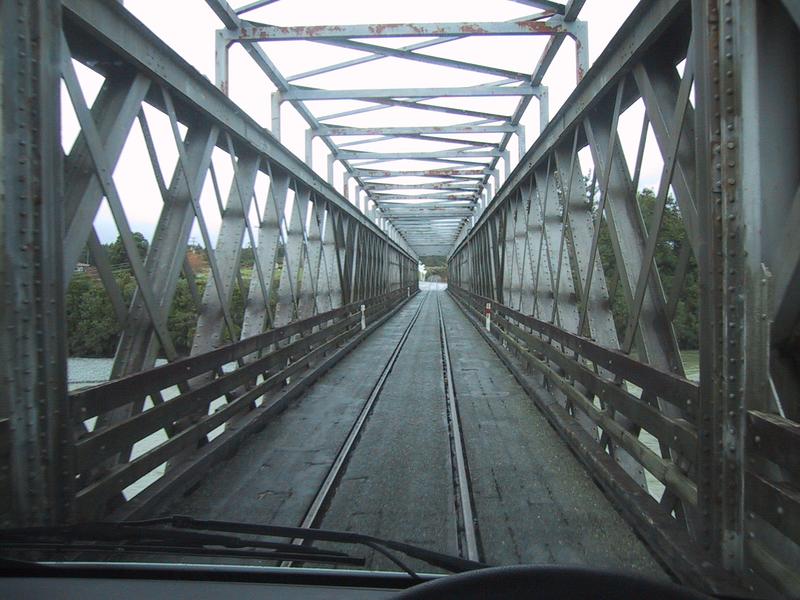 Driving over a train bridge