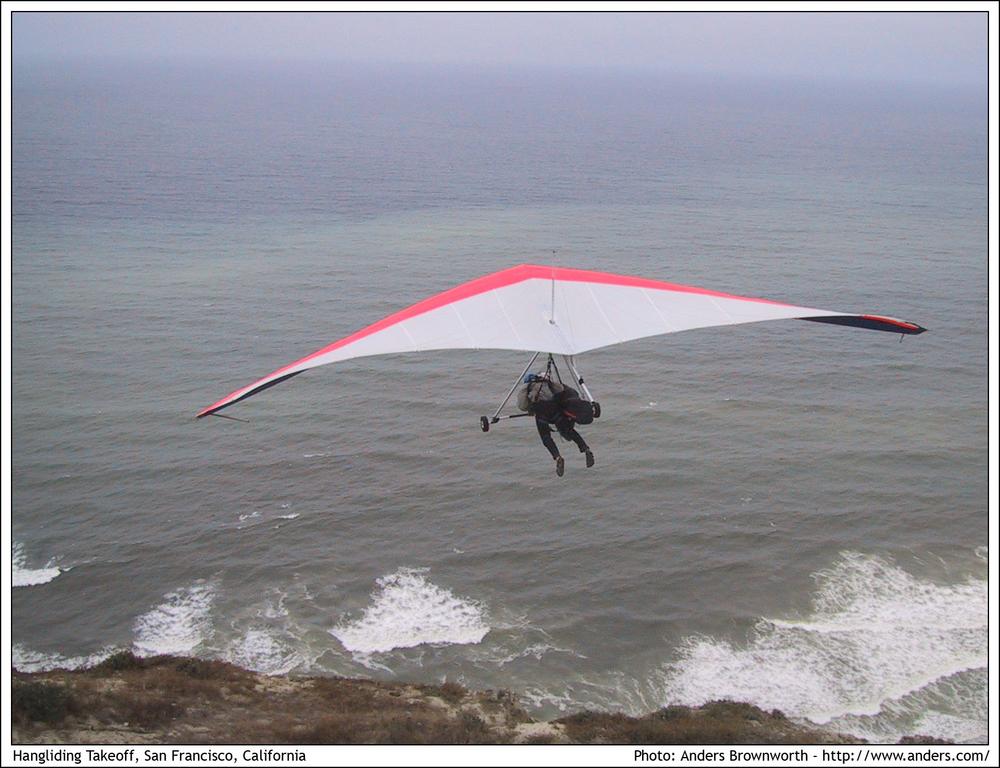 Hang gliding takeoff