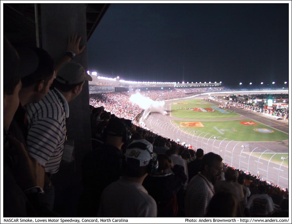 NASCAR smoke · Lowe’s Motor Speedway
